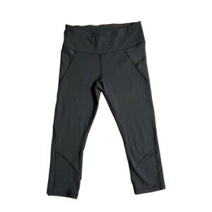 Athleta Capri Leggings Medium Black Yoga Gym Training Adjustable Waist Stretch M